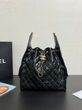 Chanel Chanel 25 large handbag, Grained calfskin & gold-tone black