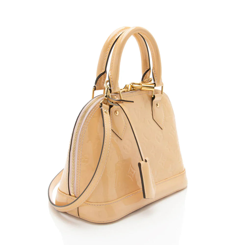 Louis Vuitton Monogram Vernis Alma BB Satchel Beige