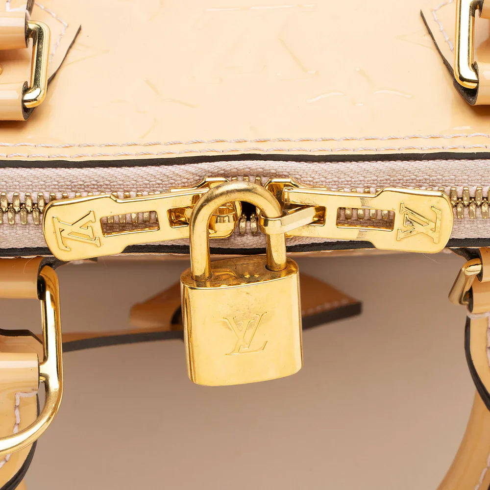 Louis Vuitton Monogram Vernis Alma BB Satchel Beige