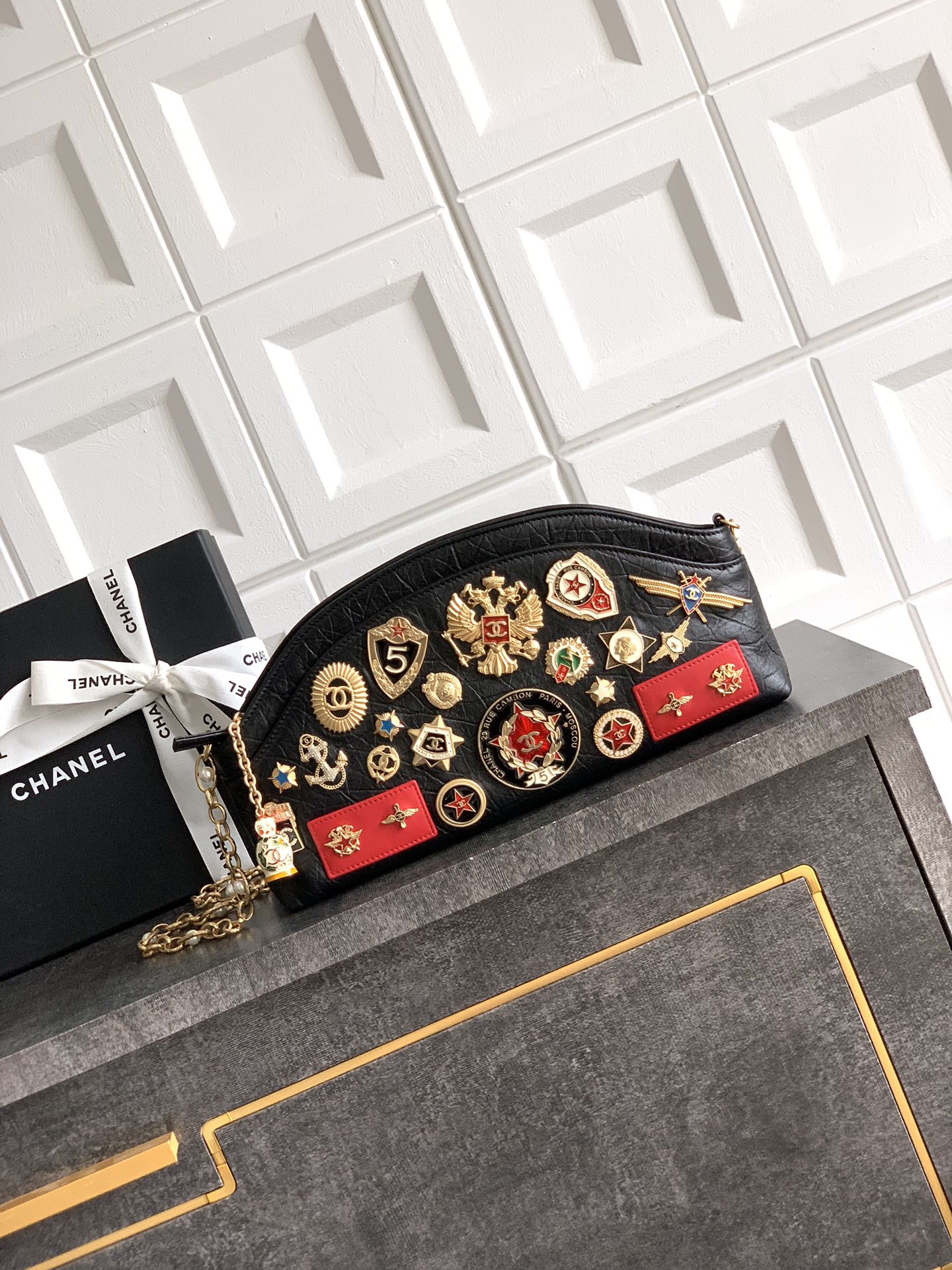 Chanel Paris Moscow Romanov charms bag. Love the purses black
