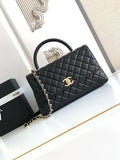 Chanel Flap bag with top handle, Lambskin, black — Fashion
